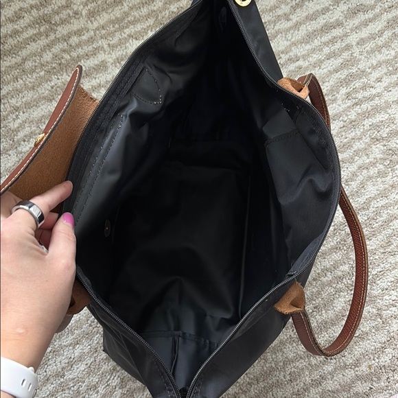 Longchamp Le Pliage Medium Black and Tan Tote - Picture 5 of 5